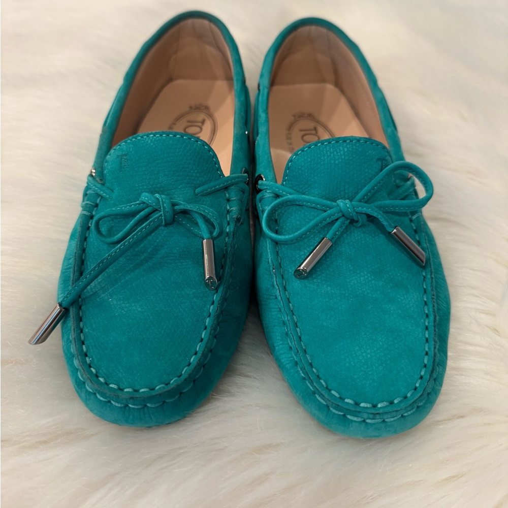 Tod's Teal Leather Loafers